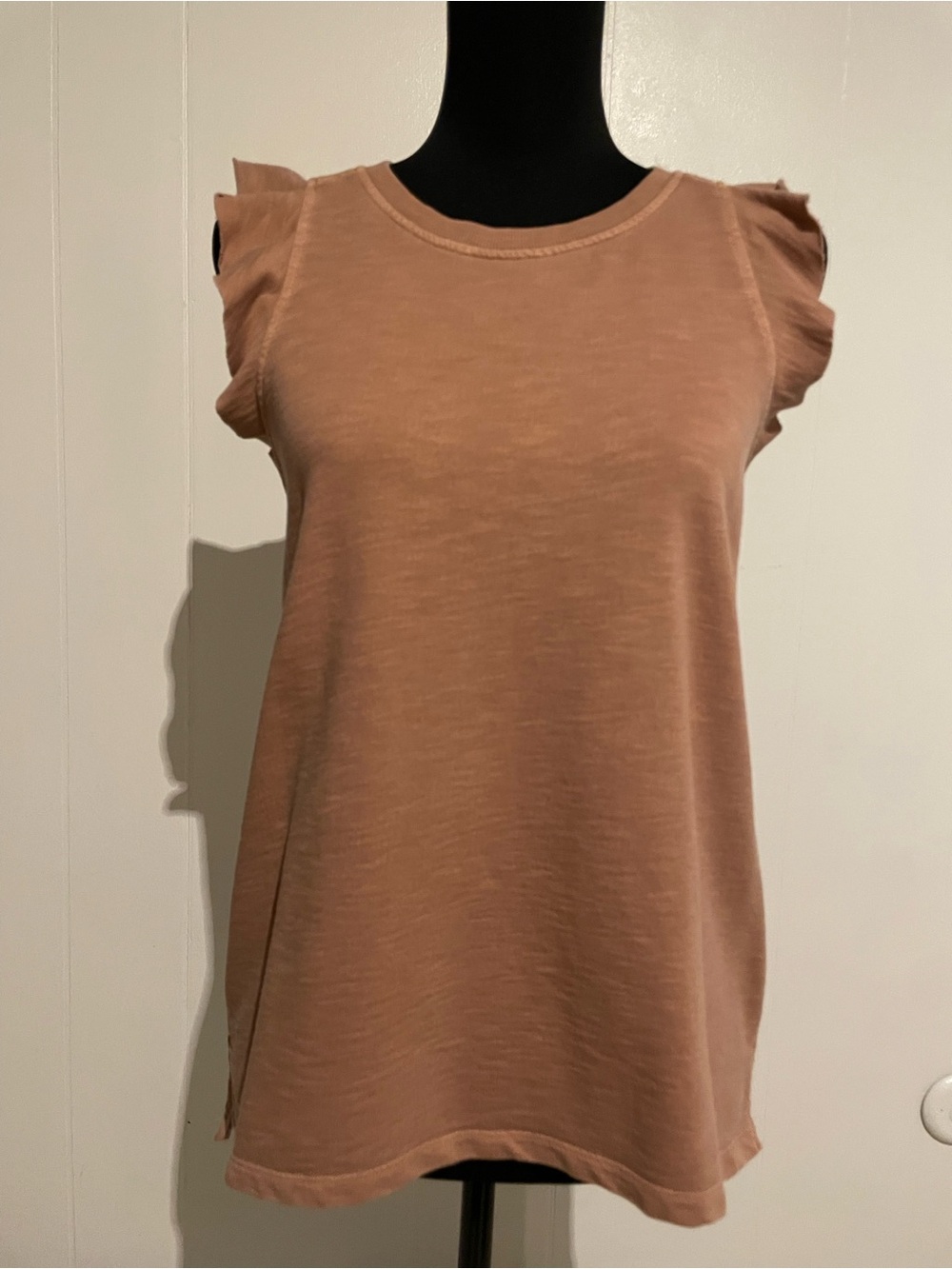 Sonoma Tan Color Ruffle Sleeve Tank, S, NWOT